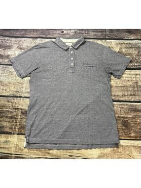 Billy Reid Polo Shirt Mens Medium Short Sleeve Gray Pocket Cotton